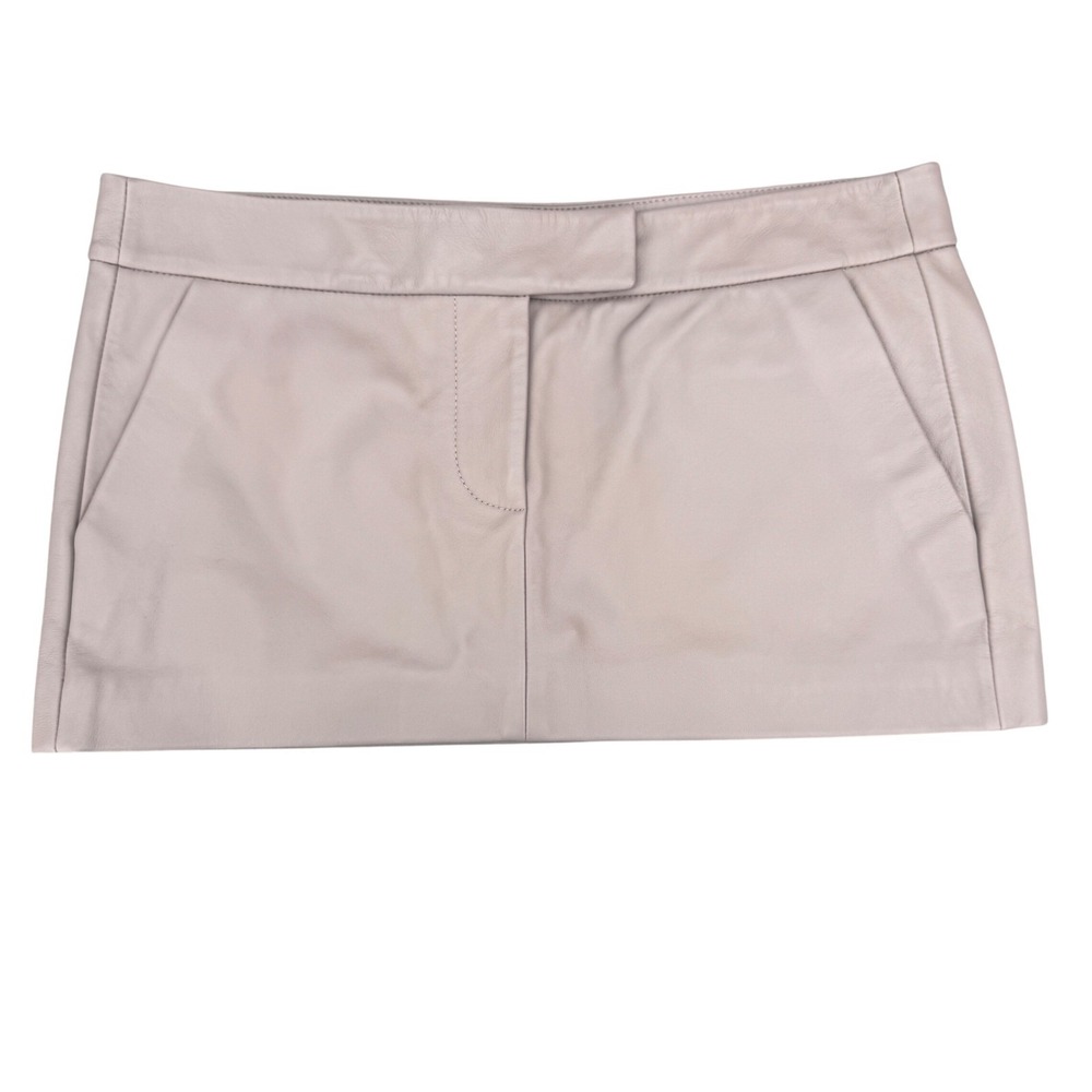LAMARQUE Inaya Ash Grey Lamb Leather Micro Mini Trouser Skirt NWT Size Medium - Picture 3 of 9